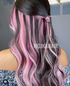 Colourful Hair Ideas Brunettes, Hair Dyed Underneath, Light Pink Hair, Korean Hair Color