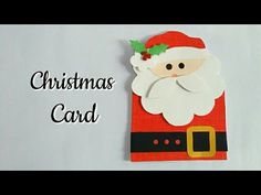 a christmas card with santa clause on it and the words, christmas card written in black