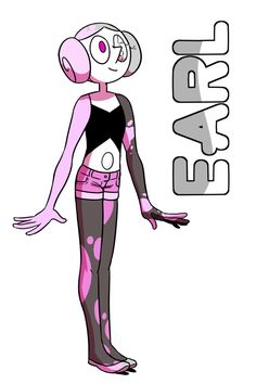 a cartoon character with pink and black clothing