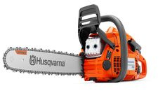 the husquana chainsaw is on display in front of a white background