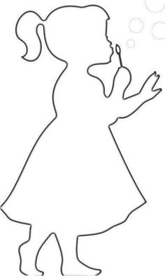 the outline of a girl blowing bubbles