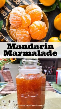 mandarin marmalade in a mason jar with oranges