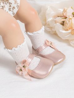 [NON-SLIP SOLE]-- The soles of baby ballet shoes have non-skid dots, can protect the baby from falling during daily activities. The soft sole is conducive to the baby's feet touching the ground naturally, and is conducive to safe growth and walking.[EASY WEAR]-- The shoulder strap of baby mary jane flats adopts an adjustable hook and loop closure design, which can make the princess shoes easy to put on and take off in daily life, achieve a stable fit and customized adjustability, and still fit t Pink Round Toe Booties For First Birthday, Spring Booties With Soft Sole And Round Toe, Pink Soft Sole Closed Toe Booties, Pink Closed Toe Booties With Soft Sole, Pink Non-slip Booties For Spring, Spring Non-slip Ballet Flats With Round Toe, Pink Non-slip Round Toe Booties, Baptism Booties With Soft Sole And Round Toe, First Birthday Closed Toe Non-slip Booties