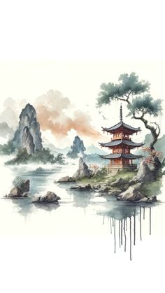 Painting Inspo, Scenery Wallpaper, Japanese Art, Beautiful Landscapes, Calligraphy, Japan, Drawings, Quick Saves, Art