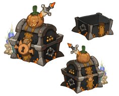 an image of a pirate chest with pumpkins on it