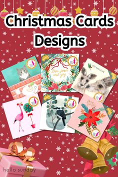 christmas cards with the words, christmas cards designs in front of them and an image of a