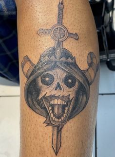 Ice King Tattoo Adventure Time, Adventure Time Tattoo The Lich, Brotherhood Of Steel Tattoo, Litch Adventure Time Tattoo, Finns Swords Adventure Time Tattoo, Litch Adventure Time Tattoos, The Lich Tattoos, Tattoo Ideas Adventure Time, Lich Tattoos Adventure Time