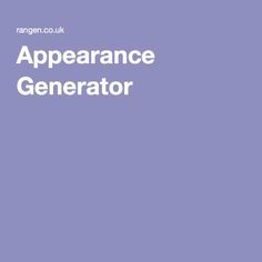 the words appearance generator are in white on a purple background