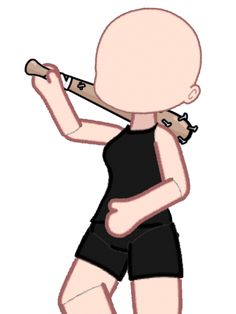 a drawing of a person with a baseball bat in his hand and wearing black shorts