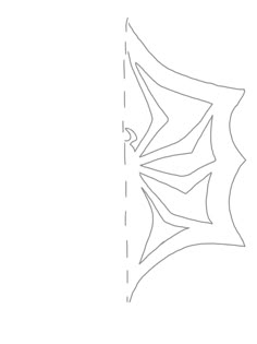 a drawing of a spider web on the side of a white wall with lines drawn across it