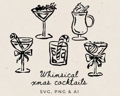 Christmas Drink Drawing, Christmas Drink Illustration, Christmas Cocktail Illustration, Drinking Wine Illustration, Christmas Dinner Illustration, Christmas Party Illustration, Cocktail Drawing, Cocktail Pattern, Winter Dinner Party