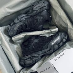 Balenciaga Track.3 Sneaker In Mesh And Nylon. Color: Black (Worn Out Grey Effect) Condition: New In Box With Dust Bags. Never Worn. Leather Free Sneaker Mesh And Nylon Worn-Out Effect Destroyed On The Upper Written Size At The Edge Of The Toe Track Embossed At The Back Of The Heel Bb Embossed On Front Of The Outsole Articulated Upper Made Of 128 Panels Printed Logo On The Exterior Embossed Logo On The Tongue Tongue Pull-On Tab Dynamic Sole Design With An Augmented Back For More Comfort Black Sneakers With Textured Sole And Medium Fit, Designer Black Sneakers With Vibram Sole, Designer Black Sneakers With Boost Midsole, Designer Black Sneakers With Medium Fit, Designer Black Sneakers With Regular Fit, Balenciaga Track, Embossed Logo, Print Logo, Sneakers Black