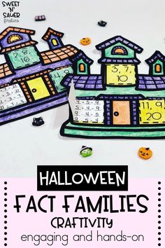 halloween fact families craftivity for engaging and hands - on with numbers, houses, and pumpkins