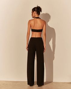 Tailored trousers with a mid-rise waist; featuring a straight and elegant cut; fully lined with the same fabric; front closure with a fly and hook-and-eye.Note: The belt is not included with the trousers.Composition:96% polyester, 4% elastane Chic Wide Leg Elastane Pants For Party, High-waisted Pants With Belt Loops For Date Night, Sleek Wide Leg Pants For Party, Sleek Straight Wide Leg Pants For Party, High-waisted Elastane Wide Leg Pants For Parties, Sleek Wide Leg Dress Pants For Party, Chic Evening Pants In Elastane, Tailored Wide-leg Dress Pants For Party, Sleek Straight Dress Pants For Party