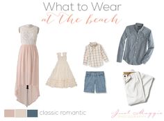 what to wear at the beach in classic romantic clothing for women and girls, including dresses