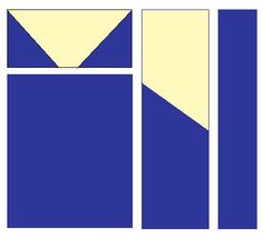 blue and yellow squares are arranged in the shape of two rectangles, with one diagonal