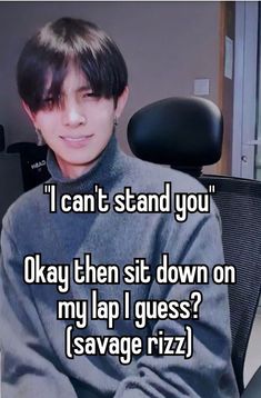 a person sitting in an office chair with the caption i can't stand you okay