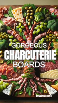 a poster with the words gorgoous charcuterie boards on it