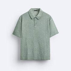 Zara Man - Brand New Without Tags. Textured Weave Jacquard Polo Size S Color Mid - Green Green Jacquard Knit Cotton Top, Casual Green Jacquard Knit Tops, Summer Casual Jacquard Knit Tops, Casual Jacquard Knit Tops For Summer, Zara Man, Mens Green, Weaving, Zara, Mens Shirts