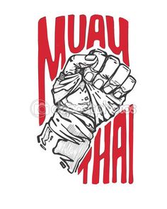 a drawing of a fist with the words'muay haia'in red