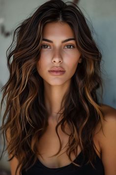 Long Care Haircut, Wild Feminine Aesthetic, Warm Chocolate Brown Hair Caramel, Long Hair Extensions Styles, Brown Lob Hair, Long Thick Wavy Hair, Julia Roberts Hair, Brown Hair Inspo, Brunette Hair With Highlights