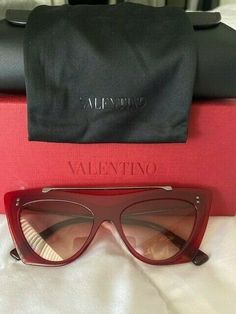 Chic Pink Cat Eye Sunglasses With Uva Protection, Designer Red Tinted Sunglasses, Luxury Red Sunglasses In Acetate, Luxury Pink Cat Eye Sunglasses, Valentino Garavani Sunglasses, Pink Sunglasses, Valentino Garavani, Cat Eye, Uv Protection