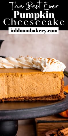 a slice of pumpkin cheesecake on a plate