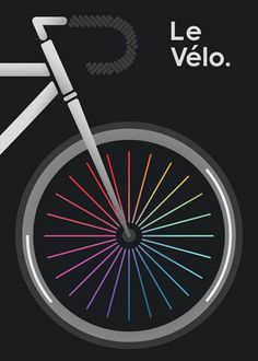 a bicycle with the words le velo on it's front wheel and colorful spokes