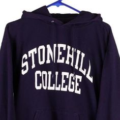 Description:Vintage Stonehill College purple Champion hoodie, fits medium.GENDER: womens CONDITION: very good.STYLE: hoodieERA: 1990sCOLOUR: purpleFABRIC: cotton blend Sporty Purple Hoodie With Graphic Print, Purple Hoodie With Letter Print, Purple Hooded Hoodie With Letter Print, Vintage Purple Sweatshirt For Fall, Purple Vintage Sweatshirt For Fall, Vintage College Hoodie With Drawstring Hood, Vintage Hoodie With Drawstring Hood For College, Vintage Hoodie For College, Sporty Purple Hoodie With Letter Print