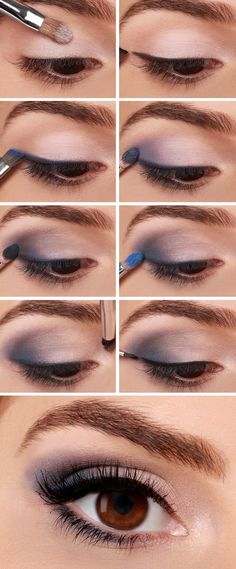 Lys Makeup, Navy Eye Makeup, Smokey Eyes Tutorial, Mac Make Up, Silver Eye Makeup, Trendy Eyeshadow, Wedding Makeup For Brown Eyes, Smokey Eye Tutorial, Smokey Eye Makeup Tutorial