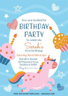 a birthday party with unicorns and cupcakes