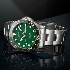 Mido Ocean Star 200C Green Dial Stainless Steel Men's Watch M042430110– Time Machine Plus Mido Ocean Star, Latest Women Watches, Clothes For Big Men, Diving Watch, Star Ocean, Star Logo, Dive Watches, Watch Model, Stainless Steel Band