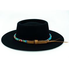 Price includes a Brigitte Sambboho hat & a Blue Vogue hatband. Save 10% with this bundle. Select hat size. Hatband is one size fits all. Hatband is removable. The fanciest hat you will ever wear. Sambboho's Brigitte black hat is a dipped crown boater design with a custom trimmed genuine velvet black band. A structured and stiff short-brimmed boater style. Use to make an impression! Dipped crown oval boater hat in Black Trimmed with genuine Velvet Black Band Hat material: 100% soft Brazilian Adjustable Wide Brim Costume Hats For Country Events, Adjustable Wide Brim Costume Hat For Rodeo, Country Style Adjustable Costume Hat With Flat Brim, Black Beaded Hat Band For Beach, Country Style Costume Hat With Flat Brim, Black Beaded Hat Bands For Beach, Adjustable Flat Brim Costume Hat For Rodeo, Black Beaded Western Hat, Black Adjustable Boater Hat With Flat Crown