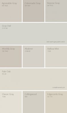 the different shades of gray paint are shown in this color palette, which is also available for