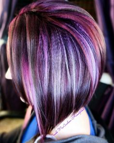 Bob Haircut Color Inspo: Find Your Perfect Shade! Purple Hair Color Highlights, Bob Hair Color Ideas, Purple Blonde, Edgy Hair Color, Edgy Bob, Honey Highlights, Purple Ombre Hair