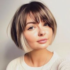 75 Cute Choppy Bob Hairstyles to Try This Year Bob With Straight Across Bangs, Stacked Bob Hair Color Ideas, Short Bob Fringe Hairstyles, Sassy Bob Haircut With Bangs, Floppy Bob Haircut, Stacked Bob With Fringe, Choppy Bob With Bangs Fine Hair, Short Bob Colored Hair, Bob With Internal Layers