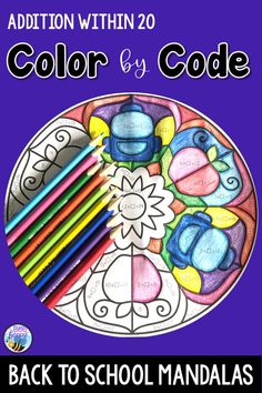 the back to school coloring book for adults and children with colored pencils on it