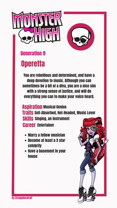 the back cover to monster high's generation 3 opera