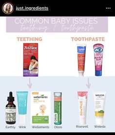 an image of baby products that are labeled in the text, which includes toothpaste and sunscreens