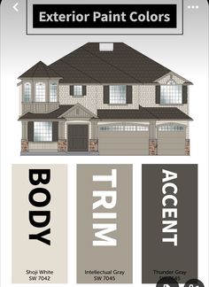 the exterior paint colors are shown in this info sheet, which includes two different shades of gray