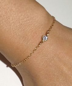 14k Gold Filled Thin CZ Bracelet Dainty Bracelet by OliveGems Real Gold Bracelet, Dainty Jewelry Necklace, Anklet Designs, Cz Bracelet, Bracelet Minimalist, Gold Armband, Bracelet Dainty, Dainty Bracelet, Classy Jewelry