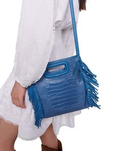 Find MAJE Fringe Leather Crossbody Bag on Editorialist. The Maje Fringe Leather Crossbody Bag is crafted from leather and features fringes, a top handle, and an adjustable shoulder strap. It can be worn on the shoulder or crossbody. Embossed Bag, Mini Logos, Croc Leather, Leather Cleaning, Gold Logo, Blue Bags, Embossed Leather, Leather Crossbody Bag, Leather Crossbody