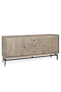 the sideboard is made from wood and metal