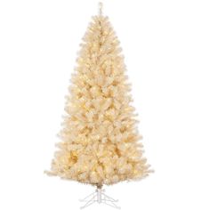 a white christmas tree with lights on it