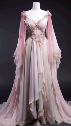 Ethereal Dress Goddesses, Gown Aesthetic, Fairy Gown, Wedding Dresses Ideas, Fair Outfits, Ethereal Dress, Simple Wedding Dress, Images Kawaii, Fantasy Dresses