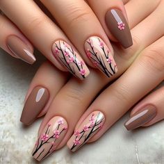 Class Nails, Cherry Blossom Nails Art, Blossom Nails, Cherry Blossom Nails, March Nails, Pink Chrome Nails, Korean Nail Art, 2024 Nails, Rose Nail Art