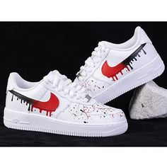 sneakers Dark Cool Aesthetic, Custom White Shoes, Art Splatter, Drip Art, Custom Af1, Air Force 1 Custom, Shoes Retro, Custom Air Force 1, Air Force 1