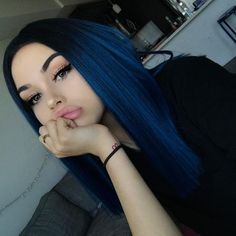 Are you looking for dark blue hair color for ombre and teal? See our collection full of dark blue hair color for ombre and teal and get inspired! Blue Black Hair Extensions, Behind Ear Hair Dye, Midnight Blue Hair, Royal Blue Hair, Undercut Haircut, Blue Black Hair, Dark Blue Hair, Haircut Styles