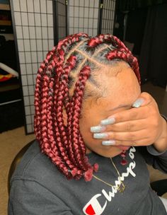 Red Bob Braids, Red Bob, Big Box Braids, Big Box Braids Hairstyles