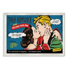 an advertisement for true romance with two people kissing and the words true romance written on it